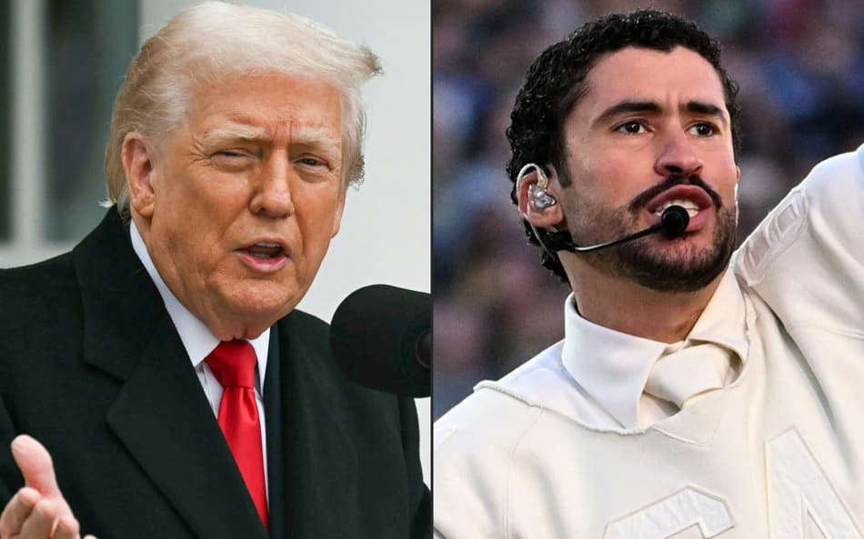 Combinação de fotos de Donald Trump e Bad Bunny (Foto: Montagem AFP / AFP)