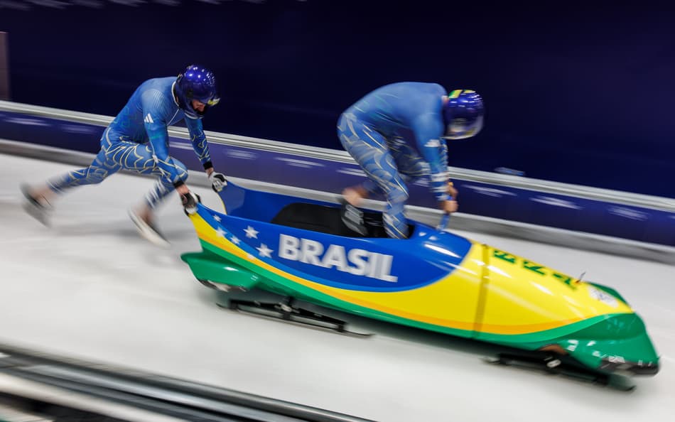 Descida 1 e 2 do do Bobsled 2-man com a dupla brasileira Edson Bindilatti eLuis Bacca nos Jogos Olímpicos de Inverno Milao-Cortina 2026 Foto: Gabriel Heusi/COB