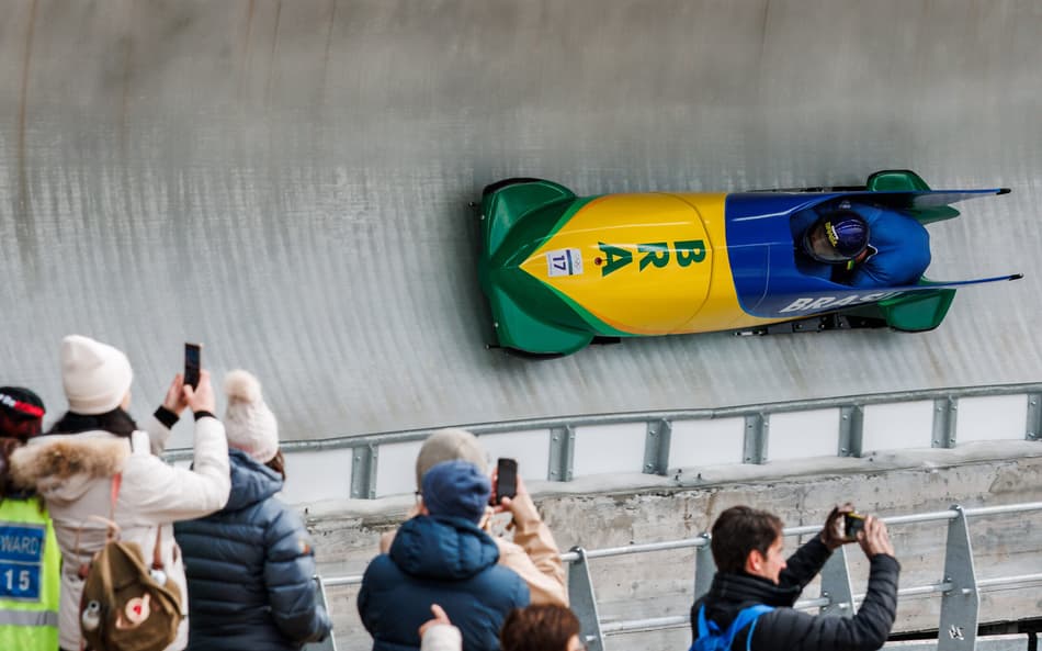 Descida 1 e 2 do do Bobsled 2-man com a dupla brasileira Edson Bindilatti eLuis Bacca nos Jogos Olímpicos de Inverno Milao-Cortina 2026 Foto: Gabriel Heusi/COB