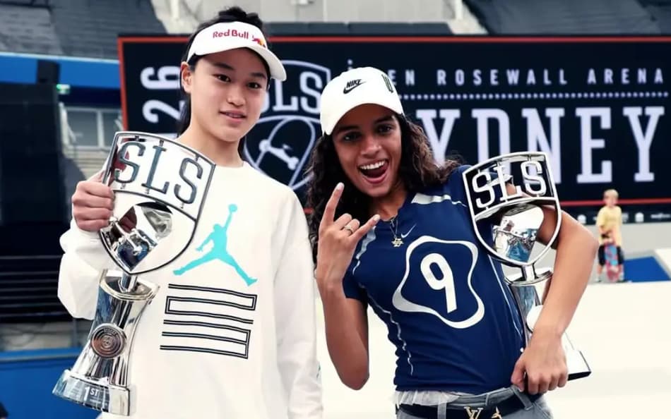 Rayssa Leal e Ginwoo Onodera no SLS Championship 2026 (Foto: Divulgação)