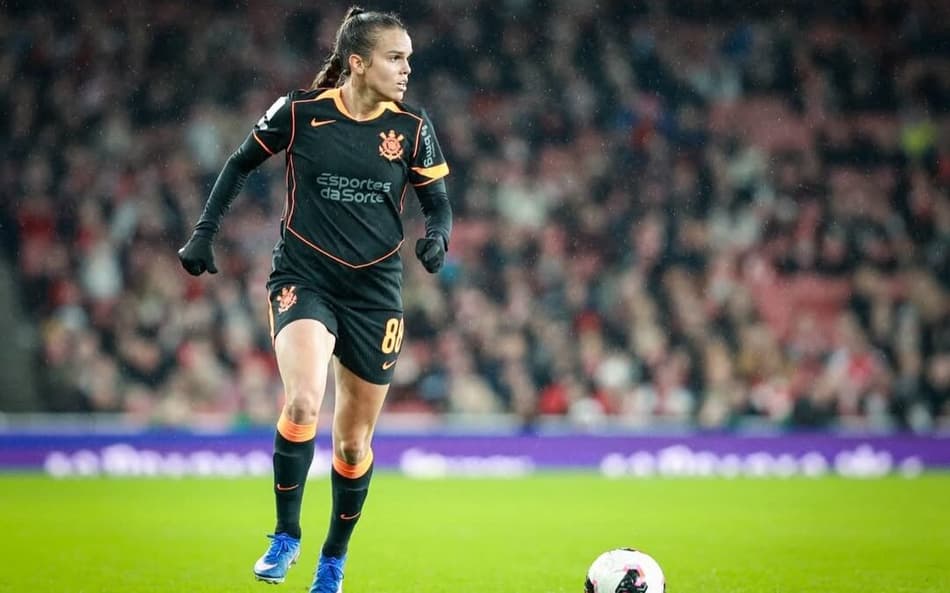 Ana Vitória durante Corinthians x Arsenal, pela Copa das Campeãs. (Foto: reprodução/redes sociais)