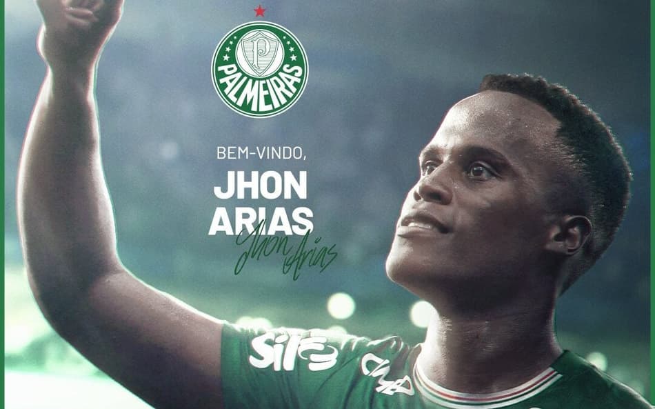 Jhon Arias é anunciado no Palmeiras (Foto: Reprodução/Palmeiras)
