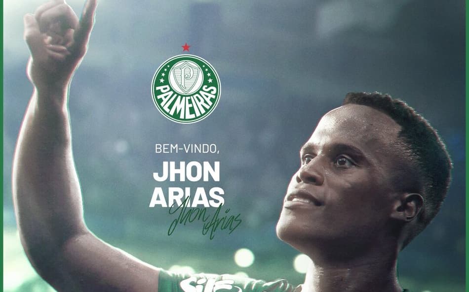 Jhon Arias é anunciado no Palmeiras (Foto: Reprodução/Palmeiras)