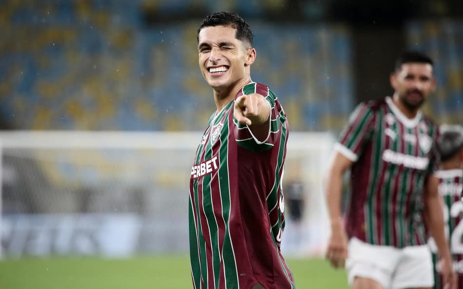 Kevin Serna comemora seu gol pelo Fluminense sobre o Maricá (Foto: Alexandre Durão/Zimel Press/Gazeta Press)