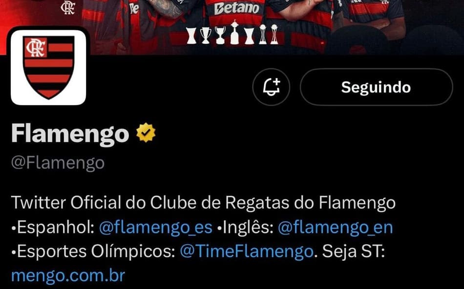 Página principal do Flamengo no X (Foto: Reprodução)