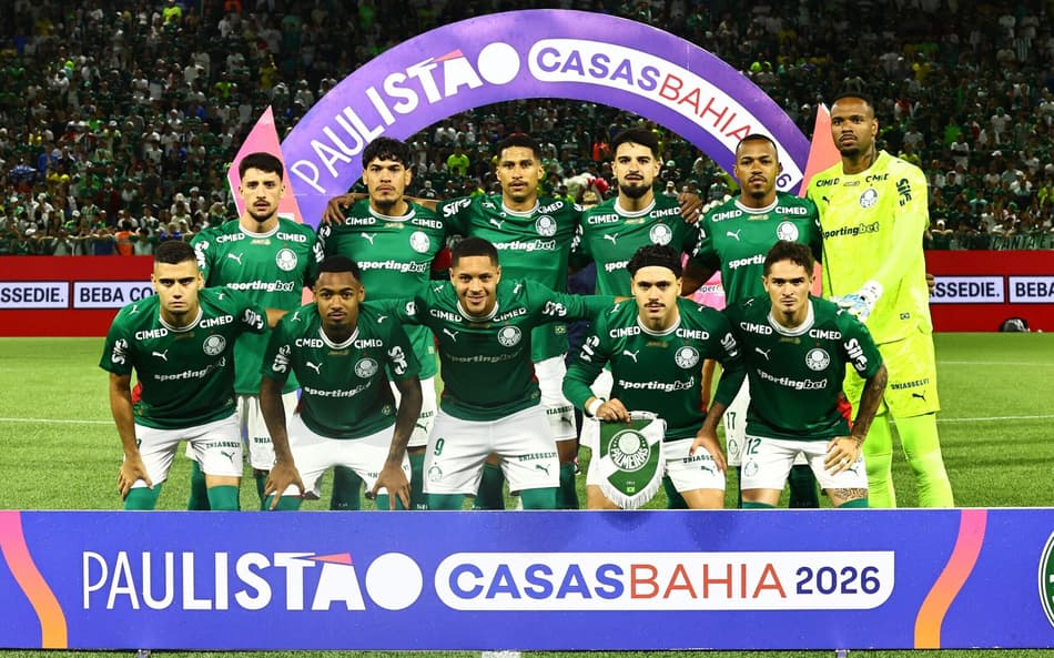 Time do Palmeiras perfilado antes da semifinal (Foto: Luis Moura/Wpp/Gazeta Press)