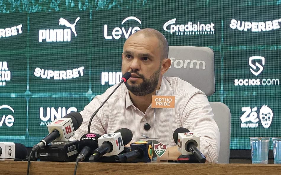 Mattheus Montenegro, presidente do Fluminense, em coletiva (Foto: Marcelo Gonçalves / Fluminense FC)