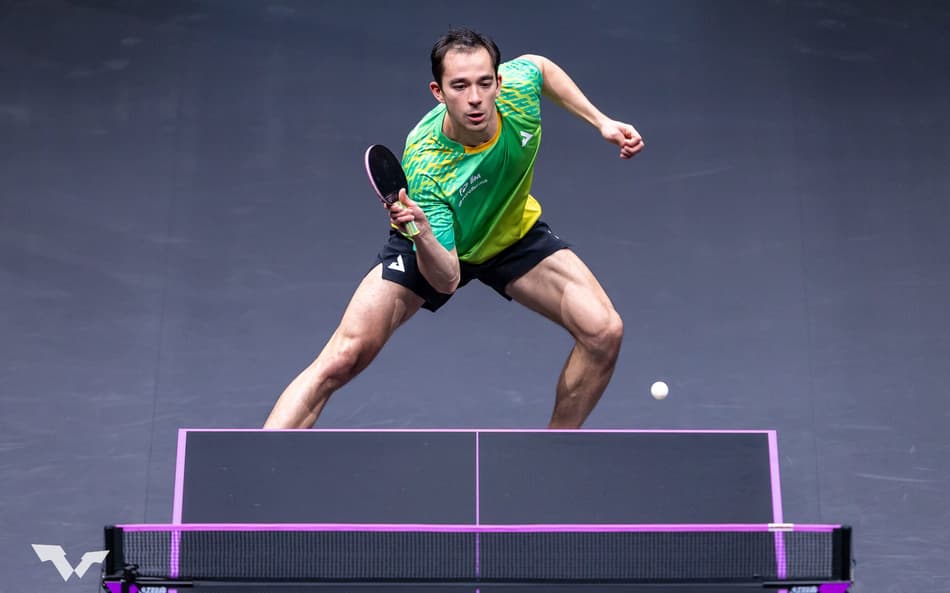 Hugo Calderano no WTT de Chongqing na China (Foto: World Table Tennis)