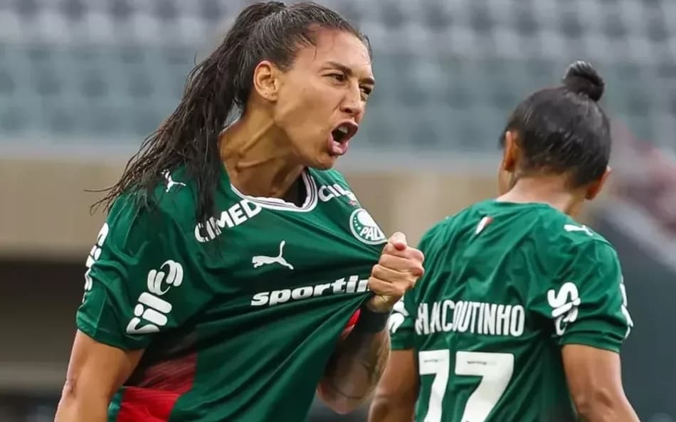 Bia Zaneratto vibra após marcar pelo Palmeiras. (Foto Fabio MenottiPalmeirasby Canon)