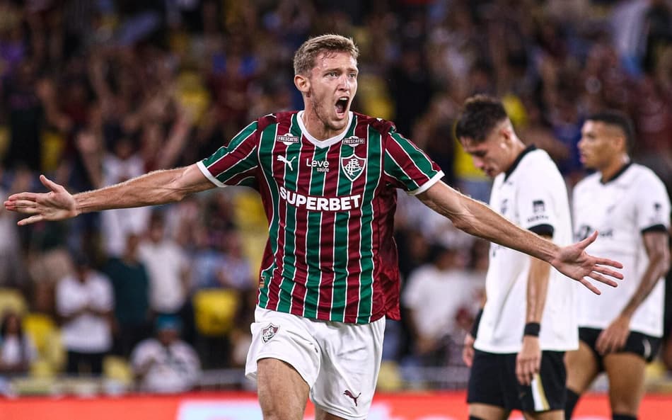 Castillo comemora o primeiro gol com a camisa do Fluminense no duelo contra o Atlético-MG (João Luna Photo Premium Gazeta Press)