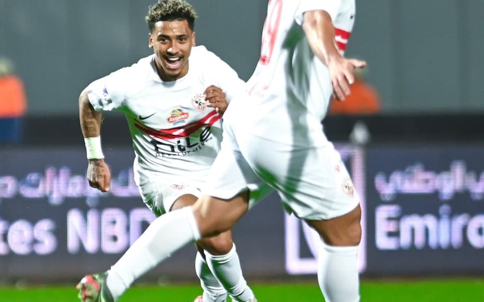 Juan Bezerra comemora gol pelo Zamalek, em jogo da Premier League do Egito