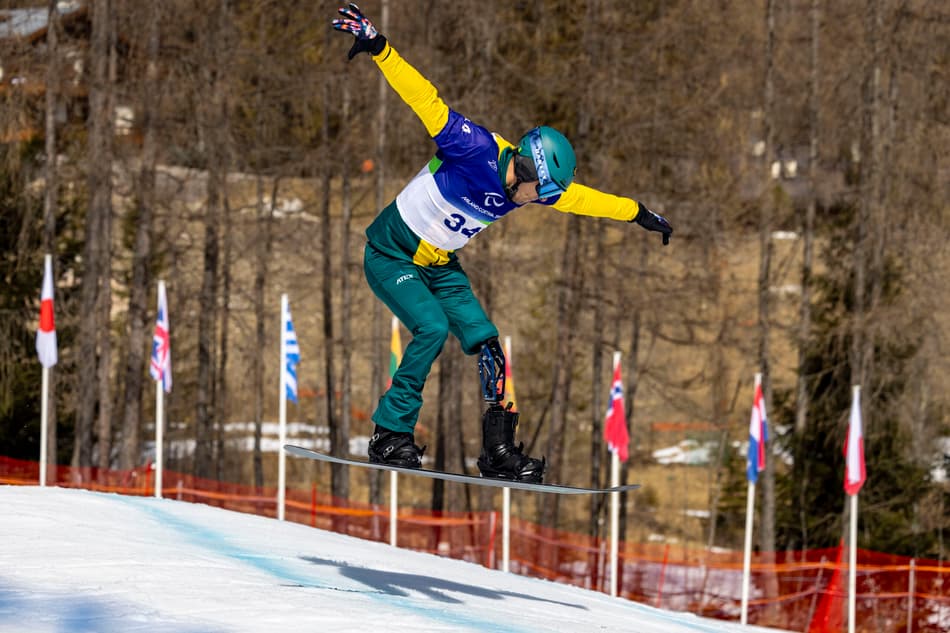 O experiente snowboarder obteve o tempo de 1:11.86 na sua segunda descida (Foto: Alessandra Cabral/CPB)