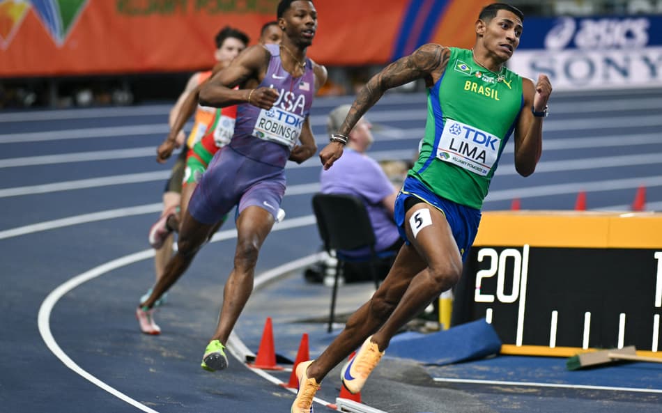 O brasileiro Matheus Lima, durante a disputa dos 400m no Mundial Indoor de Atletismo