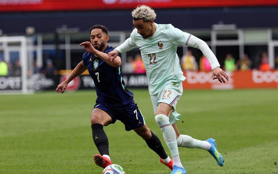 Matheus Cunha durante amistoso do Brasil contra França nos Estados Unidos