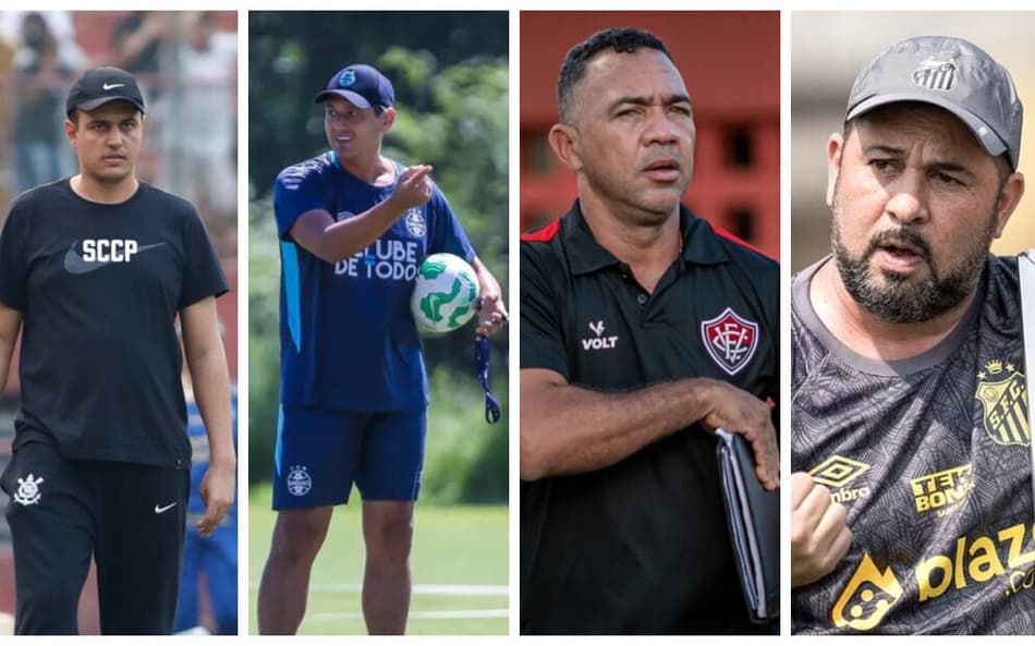 Lucas Piccinato, Cyro Leães, Marcos Carvalho e Caio Couto foram demitidos de clubes do Brasileirão Feminino. (Fotos: Divulgação)