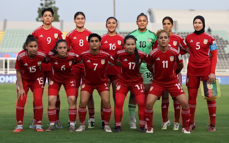 CASABLANCA, MOROCCO - NOVEMBER 01: Afghan Women's United pose for a team photo prior to the FIFA Unites: Women's Series 2025 match between Libya and Afghan Women United on November 01, 2025 in Casablanca, Morocco. (Photo by Mahmoud Khaled - FIFA/FIFA via Getty Images)