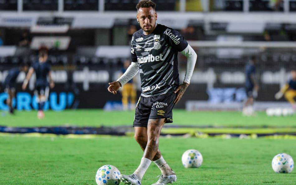 Neymar durante aquecimento do jogo do Santos na Vila Belmiro. (Foto: Sports Press Photo / Sports Press Photo/Fotoarena/Folhapress)