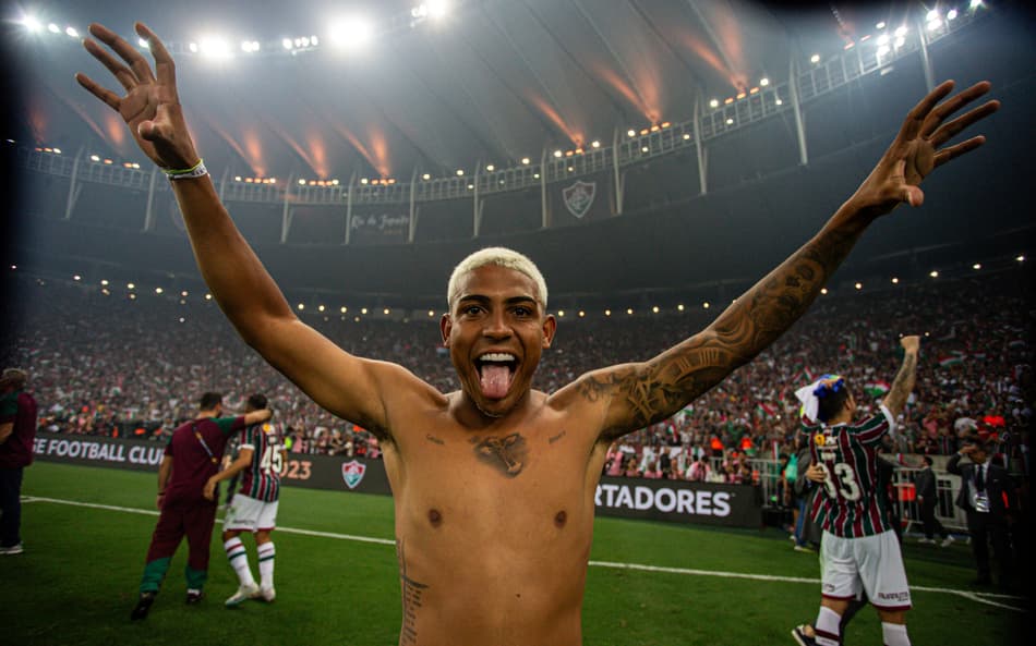 John Kennedy comemora título do Fluminense na Libertadores 2023 contra o Boca Juniors (Foto: Marcelo Gonçalves/ Fluminense FC)