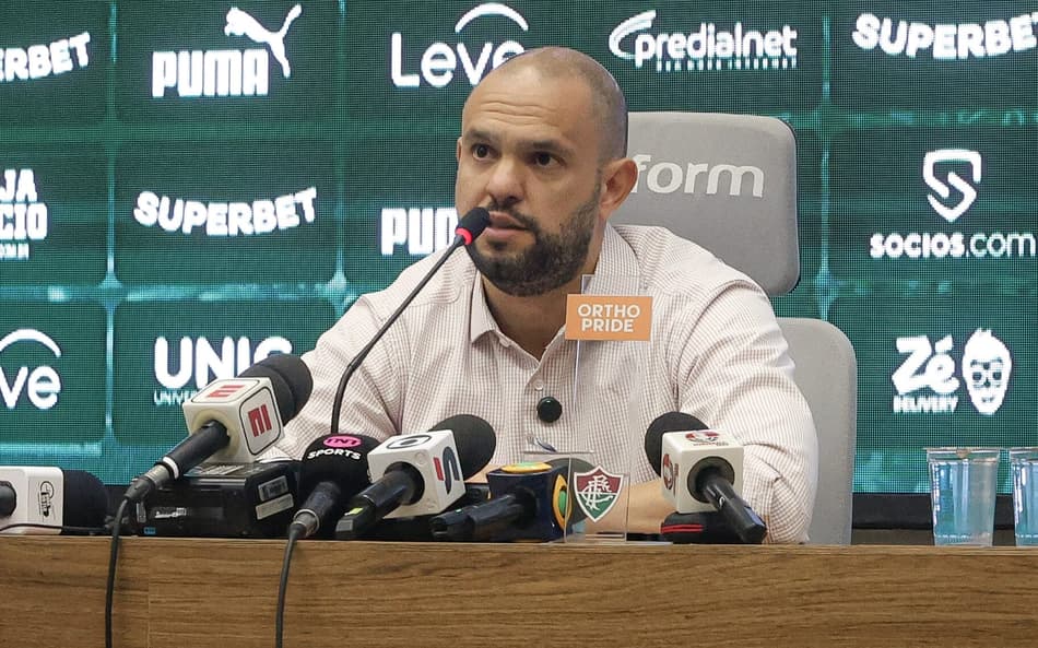 Mattheus Montenegro, presidente do Fluminense, em coletiva (Foto: Marcelo Gonçalves / Fluminense FC)