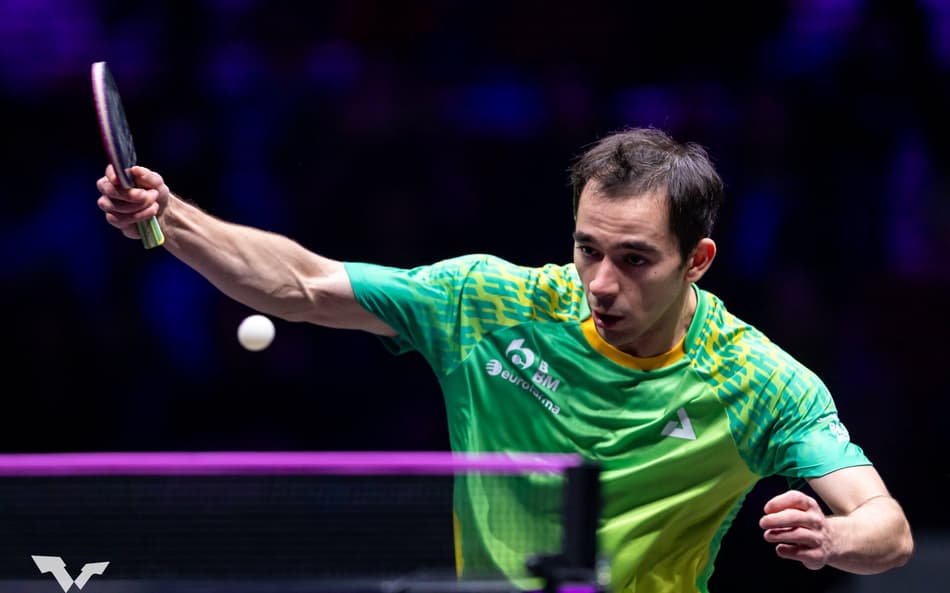 Hugo Calderano no WTT de Chongqing, na China (Foto: World Table Tennis)