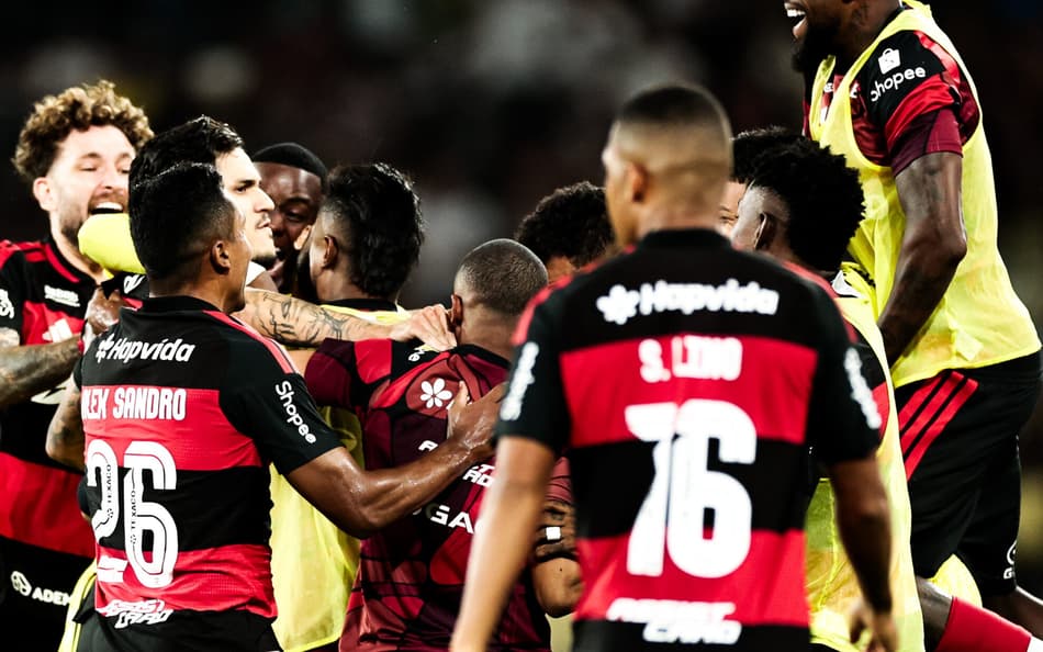 Elenco do Flamengo comemora gol (Foto: Gilvan de Souza/Flamengo)
