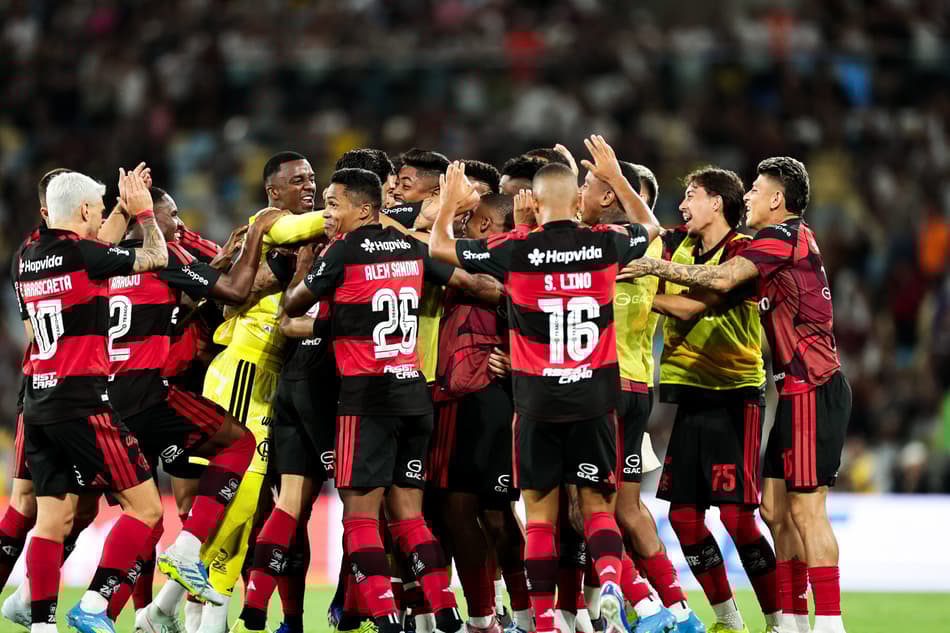 Time do Flamengo comemora gol contra o Fluminense (Foto: Gilvan de Souza/Flamengo)