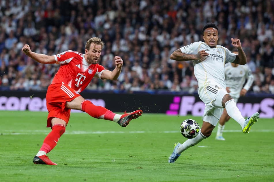 Harry Kane em ação no duelo entre Bayern de Munique e Real Madrid (Foto: Pierre-Philippe Marcou/AFP)