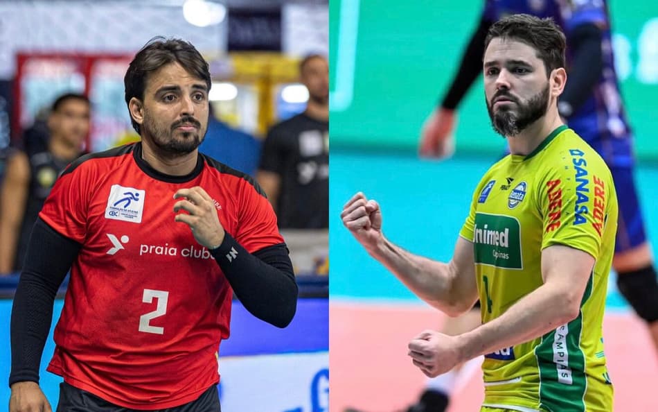 Filipinho, do Praia Clube, e Lukinha, do Campinas (Fotos: Bruno Cunha e Pedro Teixeira/Vôlei Renata)