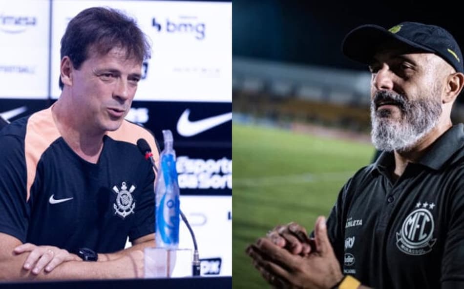 Fernando Diniz e Rafael Guanaes (Foto: Rodrigo Coca/Agência Corinthians - Pedro Zacchi/Mirassol)