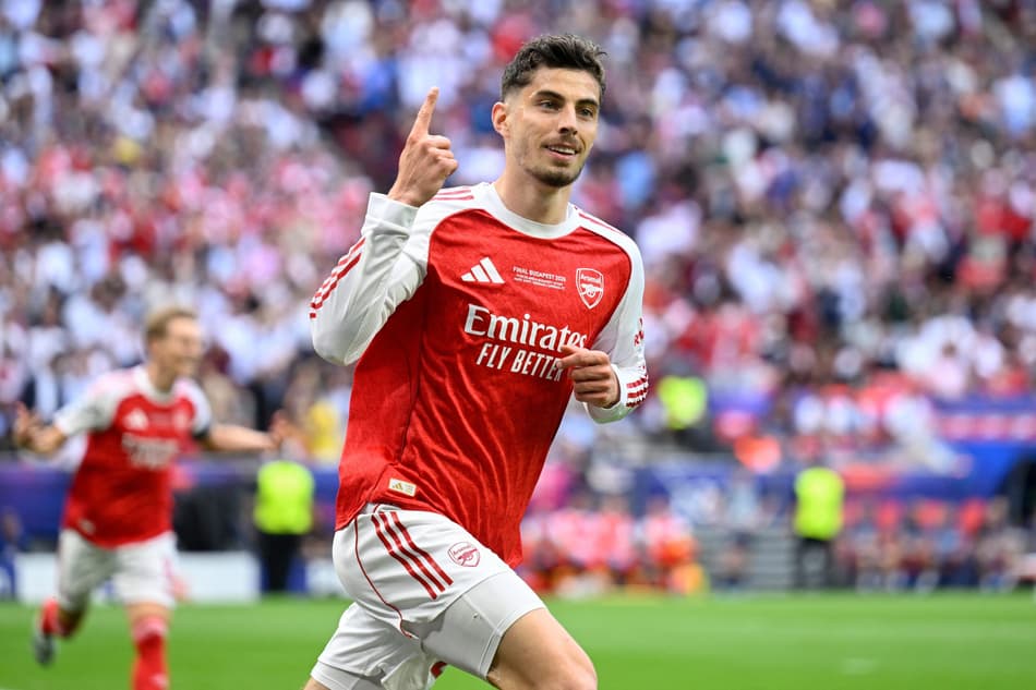 Kai Havertz comemora gol marcado pelo Arsenal sobre o PSG na final da Champions League