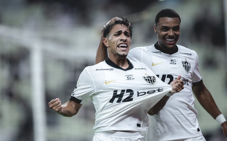 Kauã Pascini marca em Ceará x Atlético (Foto: Pedro Souza / Atlético)