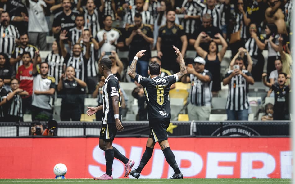 Maycon comemora gol x Mirassol Foto: Pedro Souza / Atlético)