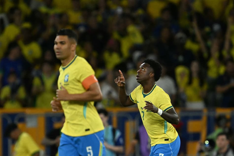 Vini Jr comemora gol marcado pela Seleção Brasileira em amistoso contra o Panamá, no Maracanã