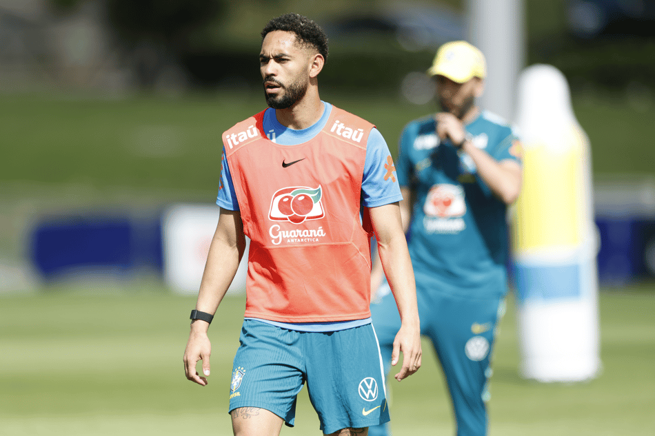 Matheus Cunha, durante treino da Seleção na Granja Comary, em Teresópolis