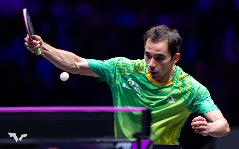 Hugo Calderano no WTT de Chongqing, na China (Foto: World Table Tennis)