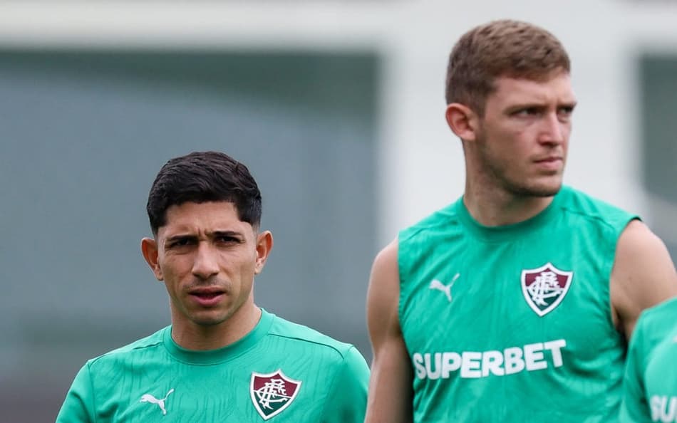 Bernal, Savarino, Castillo e Canobbio no treino do Fluminense (Foto: Marcelo Gonçalves/ Fluminense FC)