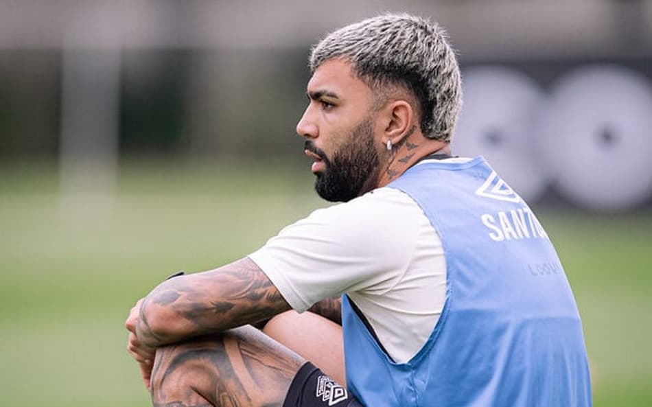 Gabigol durante treino do Santos no CT Rei Pelé. (Foto: Raul Baretta/ Santos FC)