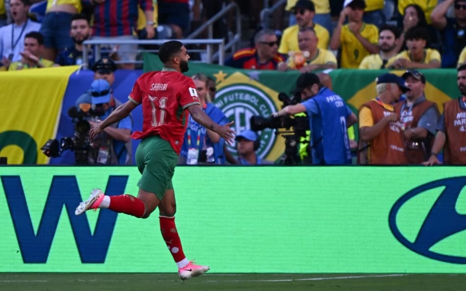 Saibari marcou o primeiro gol na partida entre Brasil e Marrocos. (Foto: Jewel SAMAD / AFP)