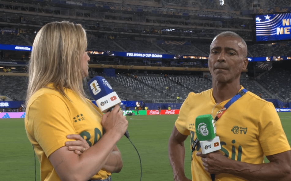 Romário e Fernanda Gentil protagonizaram climão durante ao vivo. (Foto: Reprodução)