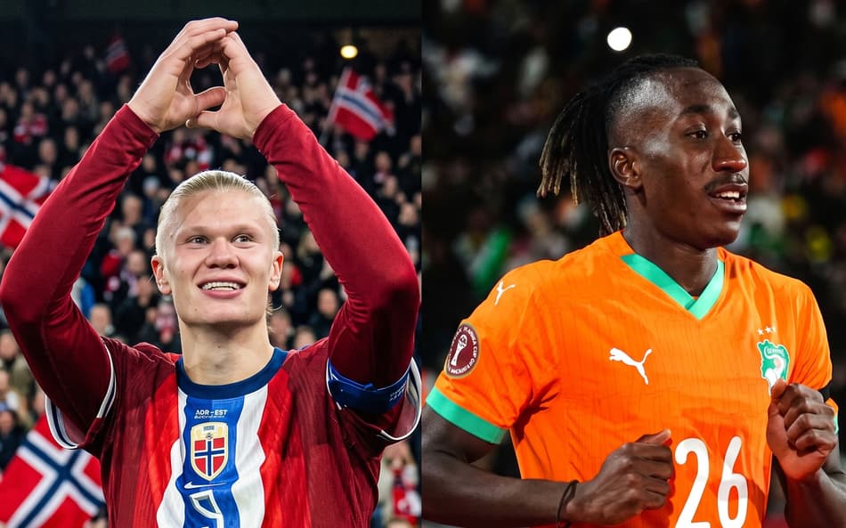 Haaland e Diomandé são destaques de Noruega e Costa do Marfim (Imagem gerada por IA com reprodução de fotos do site Fifa.com)