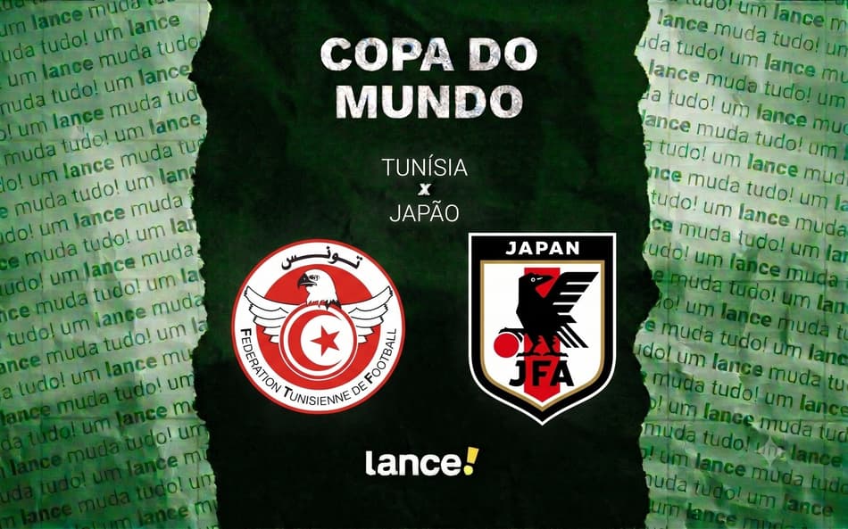 Tunísia e Japão se enfrentam pela segunda rodada do Grupo F da Copa do Mundo 2026 (Arte: Lance!)