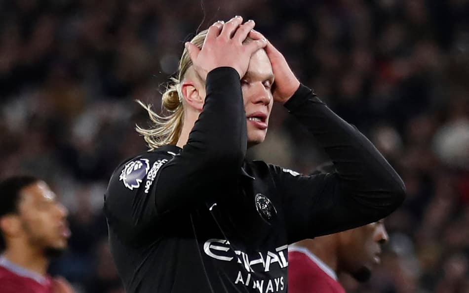 Haaland lamenta chance perdida pelo Manchester City contra o West Ham