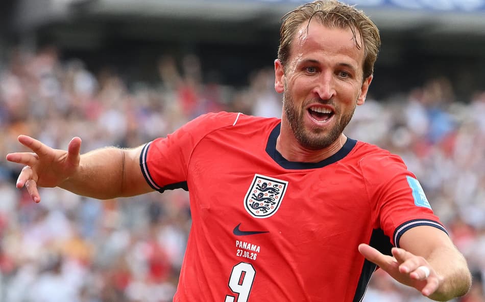 Harry Kane comemorando gol contra Panamá na Copa do Mundo
