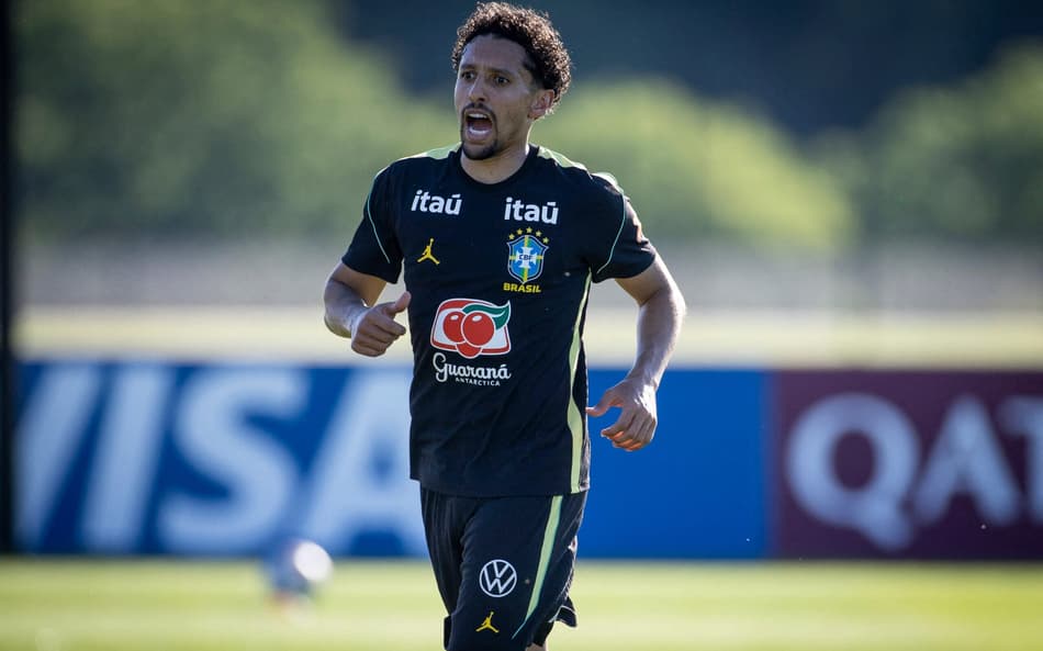 Marquinhos corre em treino da Seleção Brasileira nos Estados Unidos