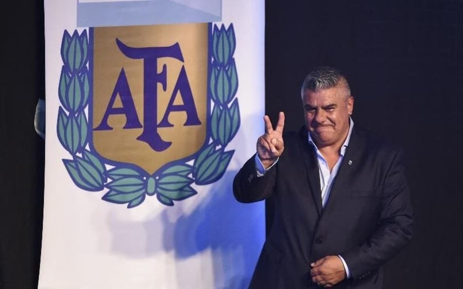 Presidente da AFA, Chiqui Tapia em evento da Federação da Argentina