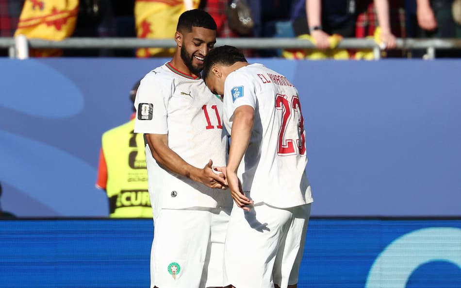 Saibiri, do Marrocos, marca o gol mais rápido da Copa do Mundo (Foto: FRANCK FIFE / AFP)