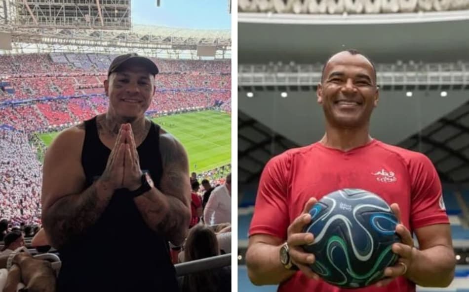 Toguro entrevistou Cafu pelo Lance! na Copa do Mundo