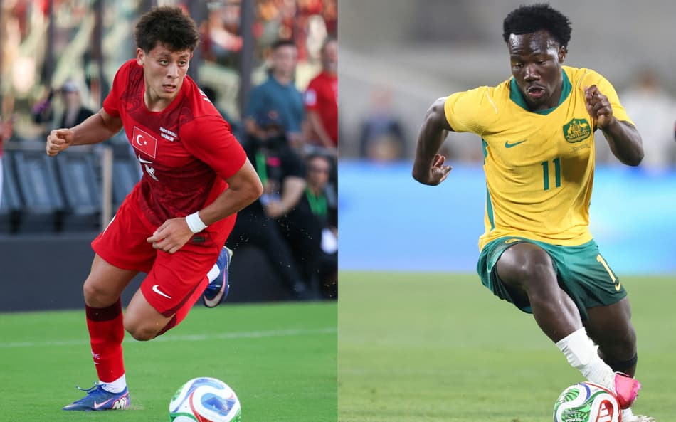 Arda Guler da Turquia e Toure da Austrália se enfrentam na Copa do Mundo