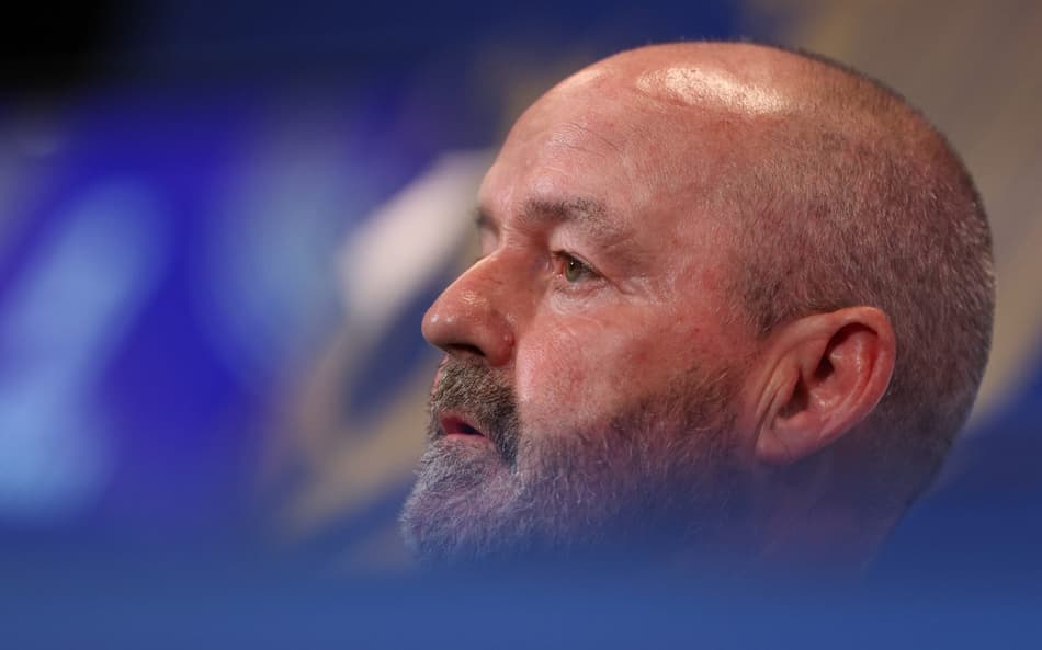 Técnico escocês Steve Clarke durante coletiva na Copa do Mundo