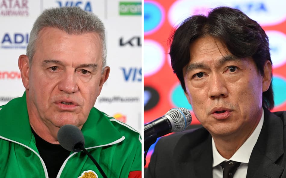 Javier Aguirre e Hong Myung-bo, respectivos técnicos de México e Coreia do Sul